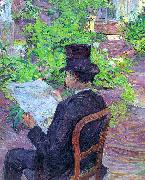 toulouse-lautrec, Desire Dihau Reading a Newspaper in the Garden